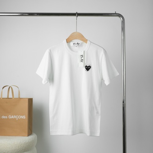 1:1 quality version Contrast Outline Heart Embroidery Solid Crew Neck Basic Tee 2 colors 29331758