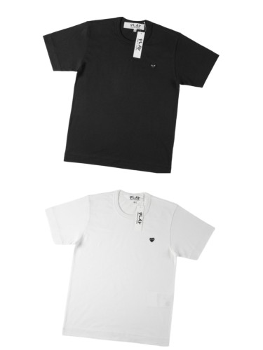 1:1 quality version Small Black Heart Embroidery Solid Crew Neck Basic Minimal Low Key Couple Tee 2 colors 29331711