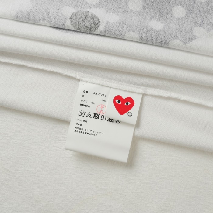 1:1 quality version Two Up Down Navy Polka Dot Eyed Heart Print Match Side Red Heart Embroidery Couple Tee 29331790