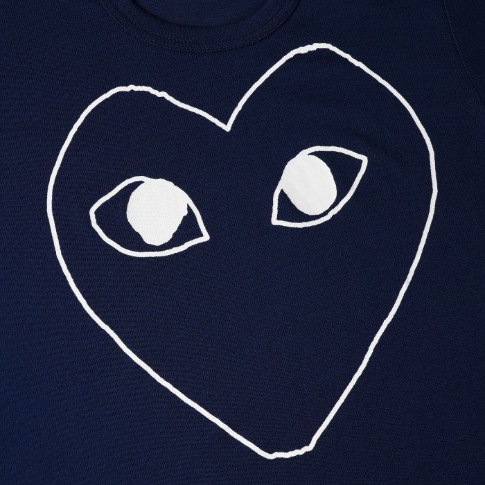 1:1 quality version Chest Oversize White Hand Drawn Outline Hollow Eyed Heart Print Couple Tee 29331835
