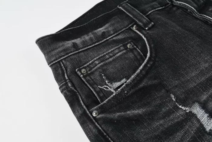 1:1 quality version RN Letter Embroidery Back Pocket Single A Distressed Whiskering Five Pocket High Waist Straight Denim Shorts 29331659