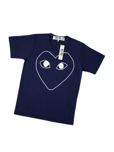 1:1 quality version Chest Oversize White Hand Drawn Outline Hollow Eyed Heart Print Couple Tee 29331835
