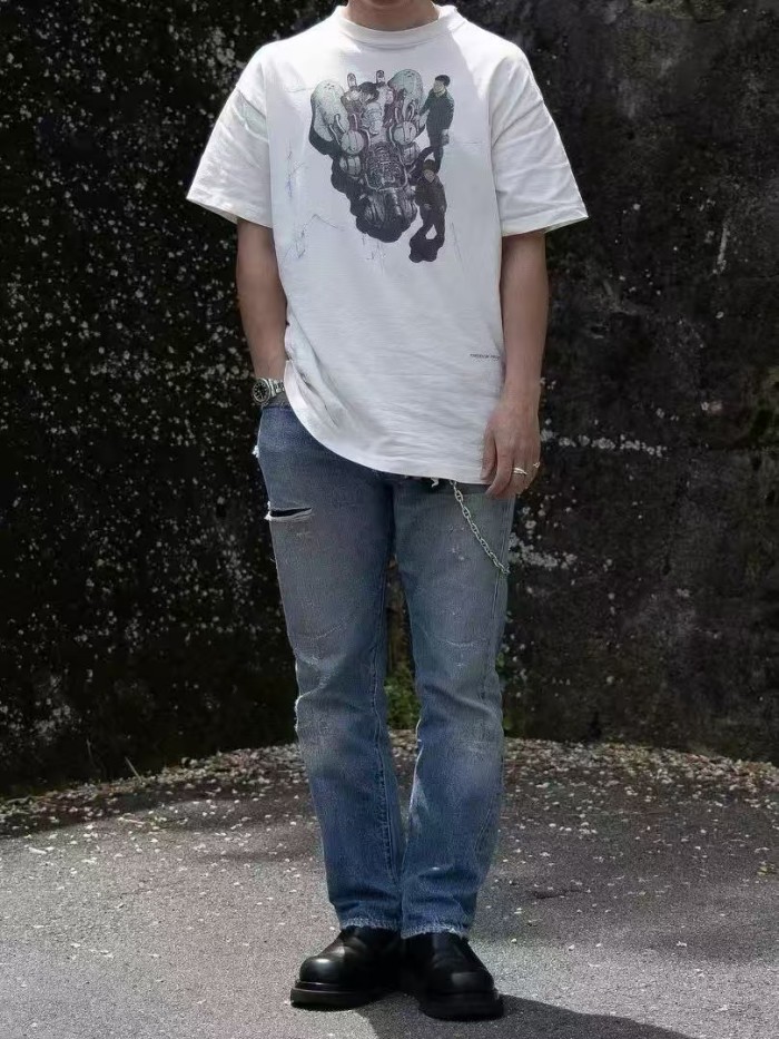 Front Akira Motorcycle Character Hand Drawn Illustration Back Freedom Contrast Color Letter Double Side Print Tee 29331556