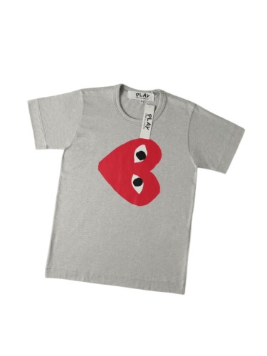1:1 quality version Chest Large Solid Red Heart Two Eyes Face Print Couple Tee 29331786