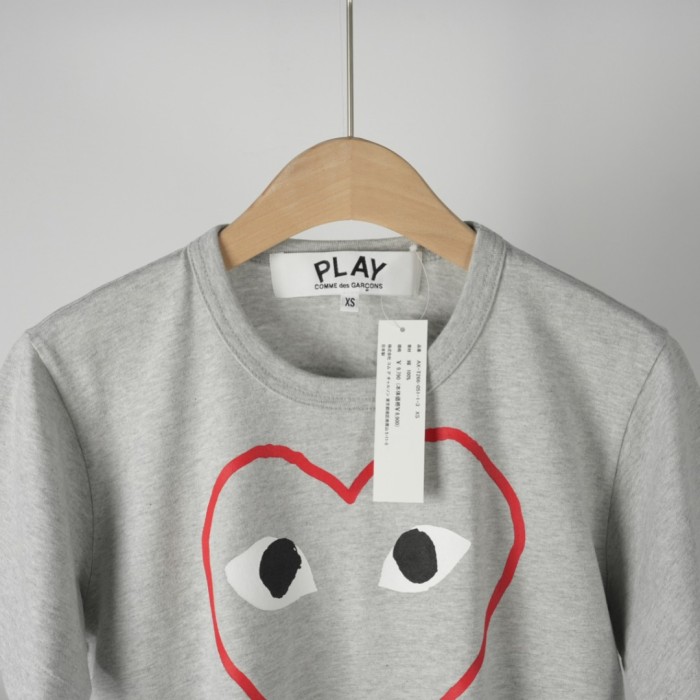 1:1 quality version Front Oversize Hand Drawn Red Outline Hollow Eyed Heart Print Couple Tee 29331783