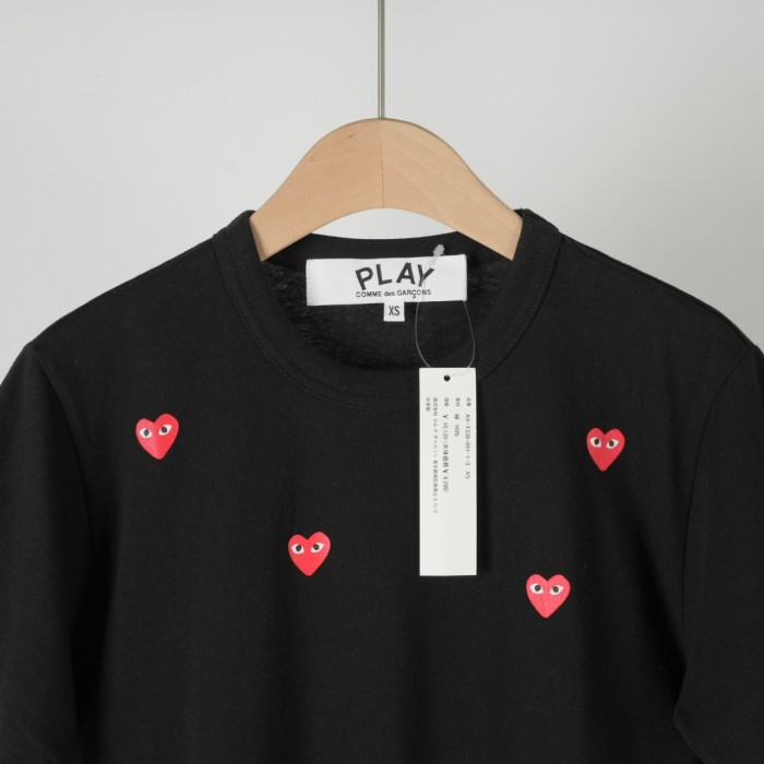 1:1 quality version Six Scattered All Over Red Heart Embroidery Crew Neck Solid Basic Couple Daily Casual Tee 3 colors 29331780