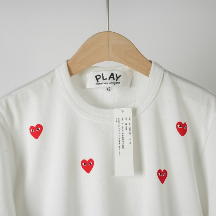 1:1 quality version Six Scattered All Over Red Heart Embroidery Crew Neck Solid Basic Couple Daily Casual Tee 3 colors 29331780