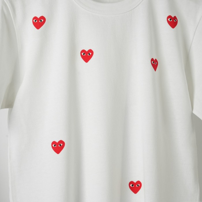 1:1 quality version Six Scattered All Over Red Heart Embroidery Crew Neck Solid Basic Couple Daily Casual Tee 3 colors 29331780