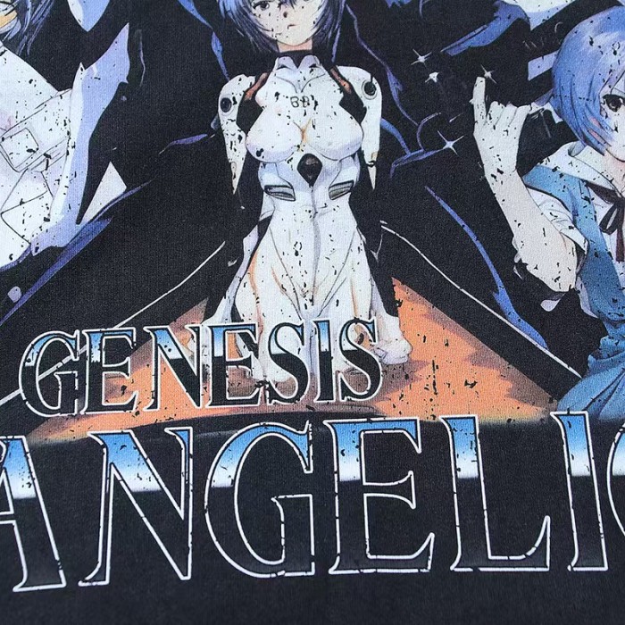 EVA Neon Genesis Evangelion Multi Look Ayanami Rei Gradient Gothic Font Anime Vintage Fade Print Tee 29331521
