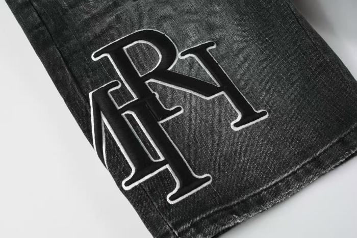 1:1 quality version RN Letter Embroidery Back Pocket Single A Distressed Whiskering Five Pocket High Waist Straight Denim Shorts 29331659