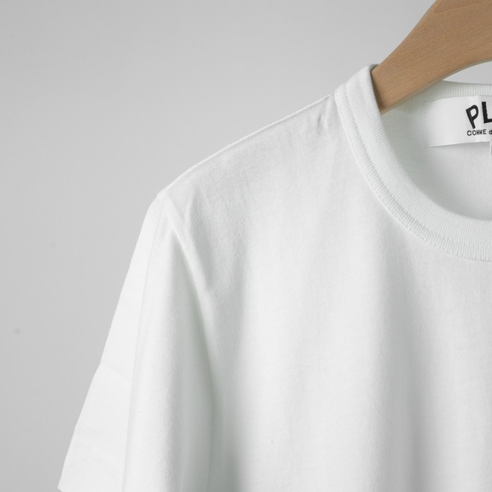 1:1 quality version Contrast Outline Heart Embroidery Solid Crew Neck Basic Tee 2 colors 29331758