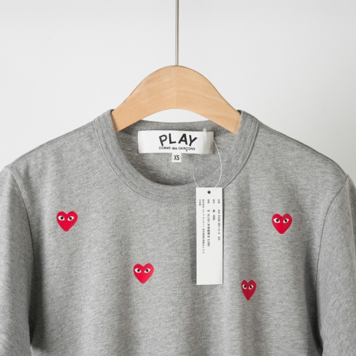 1:1 quality version Six Scattered All Over Red Heart Embroidery Crew Neck Solid Basic Couple Daily Casual Tee 3 colors 29331780