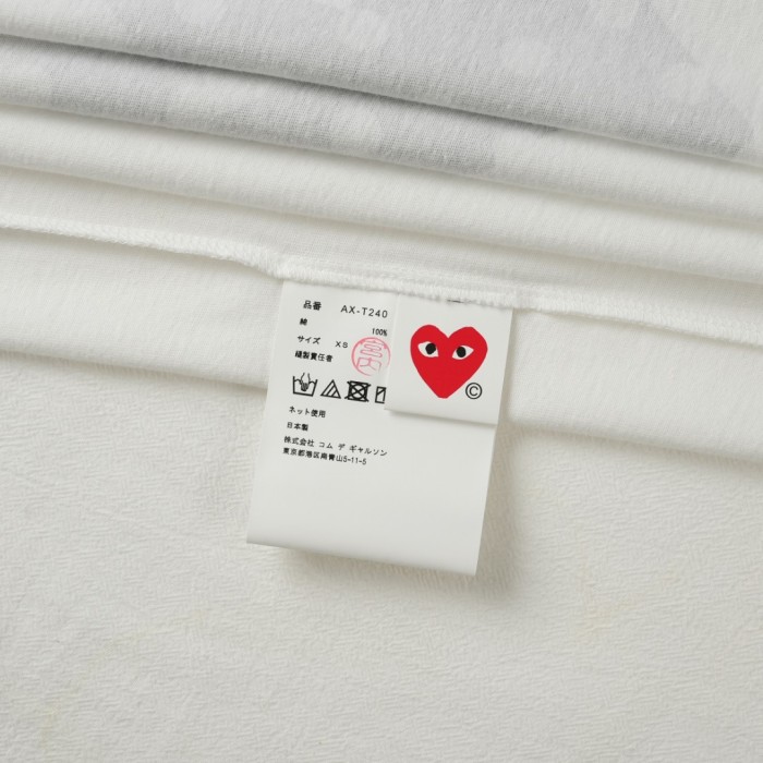 1:1 quality version Big Red Heart Navy Polka Dot Heart Mini Red Eyed Heart Combined Print Couple Tee 29331789