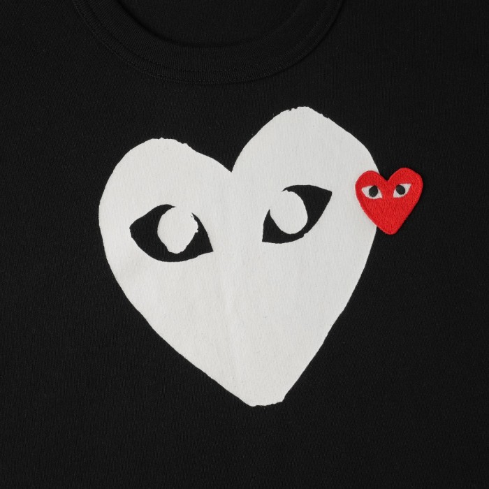 1:1 quality version Chest Oversize White Eyed Solid Heart Print Side Mini Red Heart Embroidery Tee 29331849