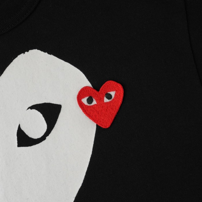 1:1 quality version Chest Oversize White Eyed Solid Heart Print Side Mini Red Heart Embroidery Tee 29331849