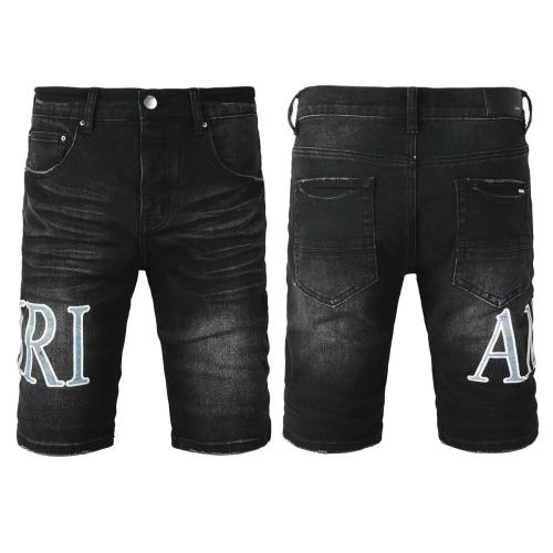 1:1 quality version Ari And A Letter Patch Embroidery High Waist Straight Five Pocket Raw Hem Denim Shorts 29331663