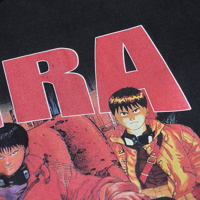 Akira Multi Character Motorcycle Collage Big Title Japanese Text Retro Anime Distressed Print Tee 29331531
