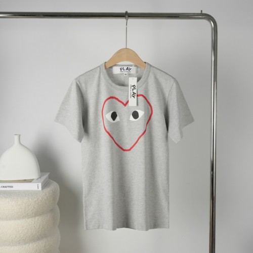 1:1 quality version Front Oversize Hand Drawn Red Outline Hollow Eyed Heart Print Couple Tee 29331783