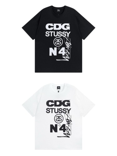 Stussy Comme Des Garcons Collab No4 Double S Interlock Logo Hand Graffiti Combined Print Tee 2 colors 29331602