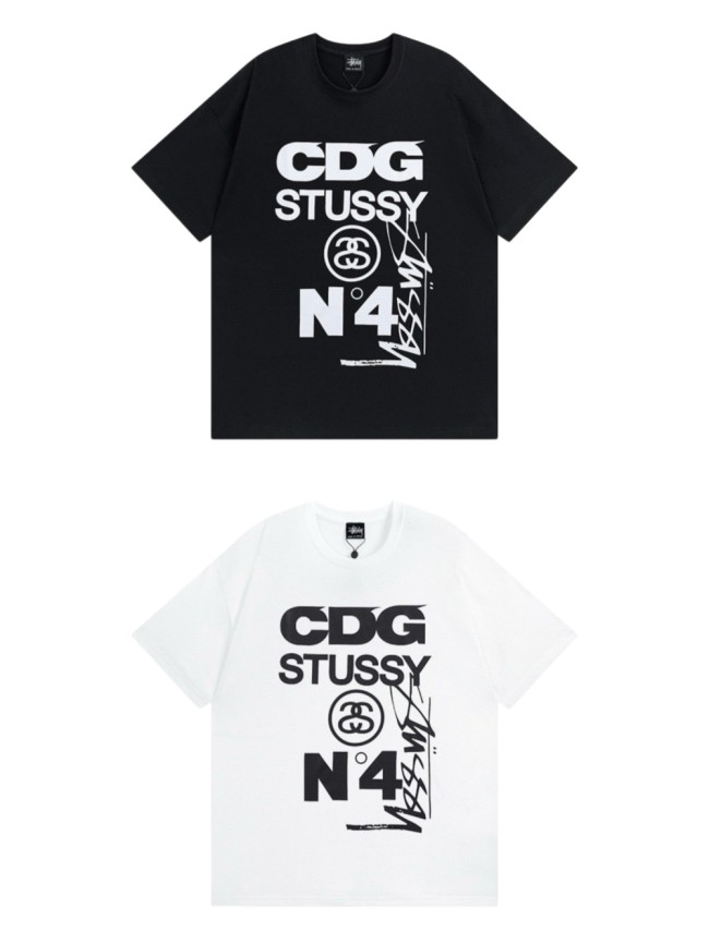 Stussy Comme Des Garcons Collab No4 Double S Interlock Logo Hand Graffiti Combined Print Tee 2 colors 29331602