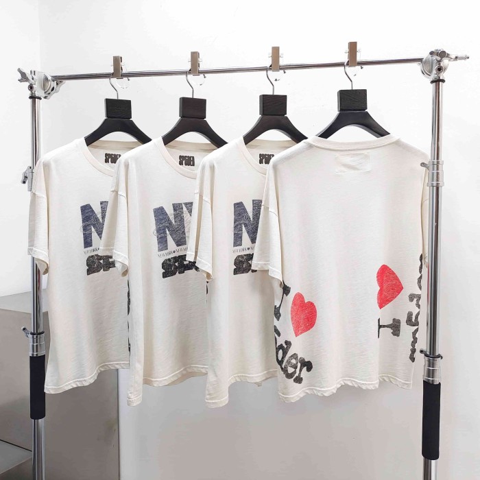 [Big & Tall for weights up to 220 lbs]1:1 quality version Rhinestone NYC Red Heart Beige Print Tee 29332580