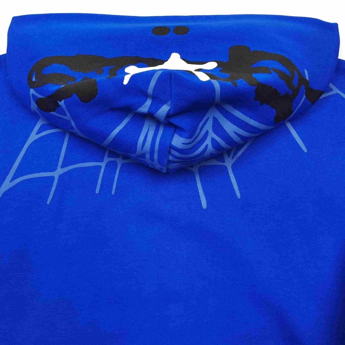 [Big & Tall for weights up to 220 lbs]1:1 quality version Graffiti Five Pointed Star Blue Mesh Zipper Hoodie & Shorts Set 29332583