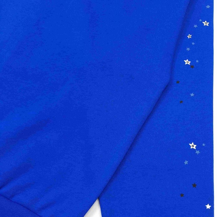 [Big & Tall for weights up to 220 lbs]1:1 quality version Graffiti Five Pointed Star Blue Mesh Zipper Hoodie & Shorts Set 29332583