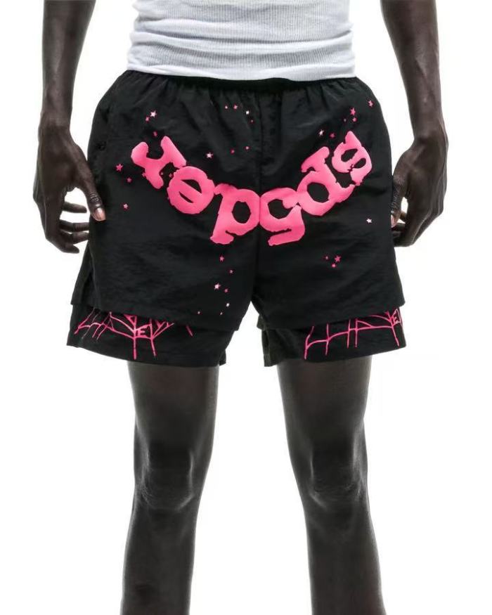 [Big & Tall for weights up to 220 lbs]1:1 quality version Rose Red Letter Black Nylon Shorts 29332581