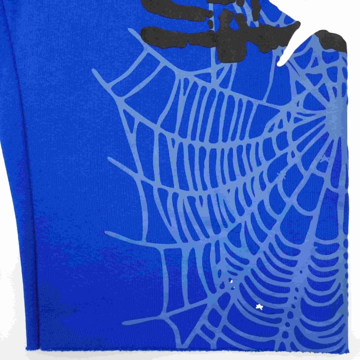[Big & Tall for weights up to 220 lbs]1:1 quality version Graffiti Five Pointed Star Blue Mesh Zipper Hoodie & Shorts Set 29332583