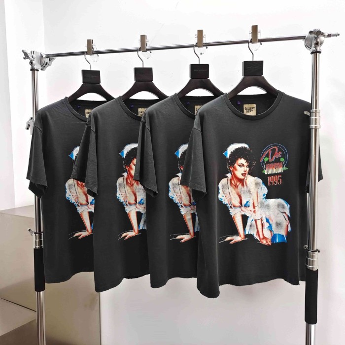 [Big & Tall for weights up to 220 lbs]1:1 quality version Vintage Sexy Nurse Print Washed Tee 29332582