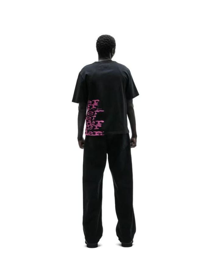 [Big & Tall for weights up to 220 lbs]1:1 quality version Side Graffiti Pink Letter Print Tee 29332578