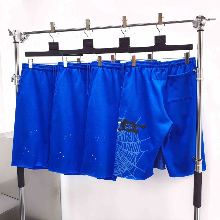 [Big & Tall for weights up to 220 lbs]1:1 quality version Graffiti Five Pointed Star Blue Mesh Zipper Hoodie & Shorts Set 29332583