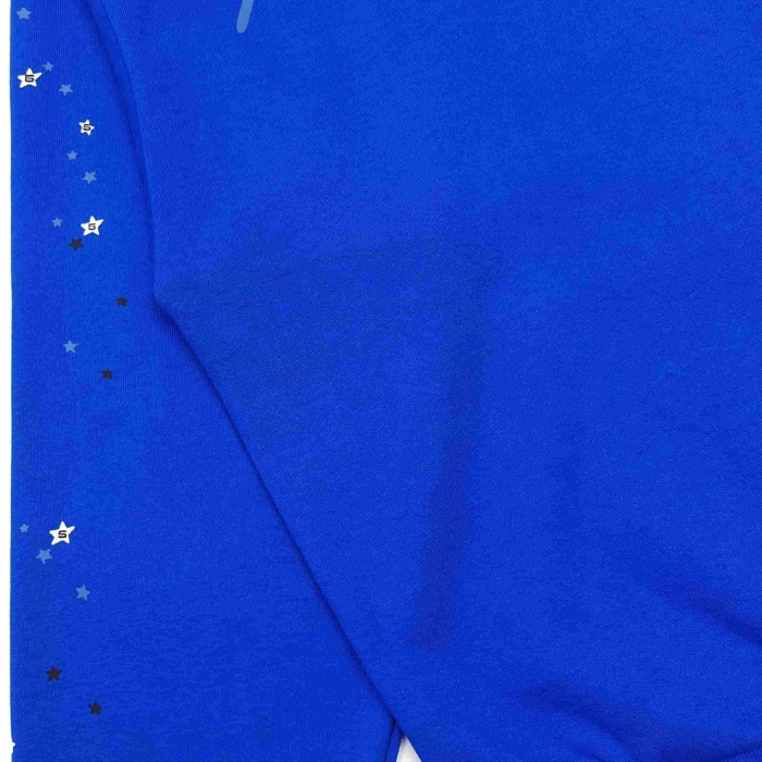 [Big & Tall for weights up to 220 lbs]1:1 quality version Graffiti Five Pointed Star Blue Mesh Zipper Hoodie & Shorts Set 29332583