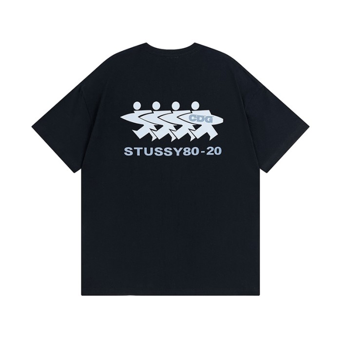 Comme Des Garcons 80-20 Collection Left Chest Logo Back Four Surfing Character Double Side Print Tee 2 colors 29332549