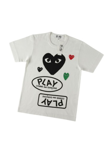 1:1 quality version Black Heart Three Tone Tiny Heart Embroidery Double Forward And Reverse Play Slogan Tee 29332544