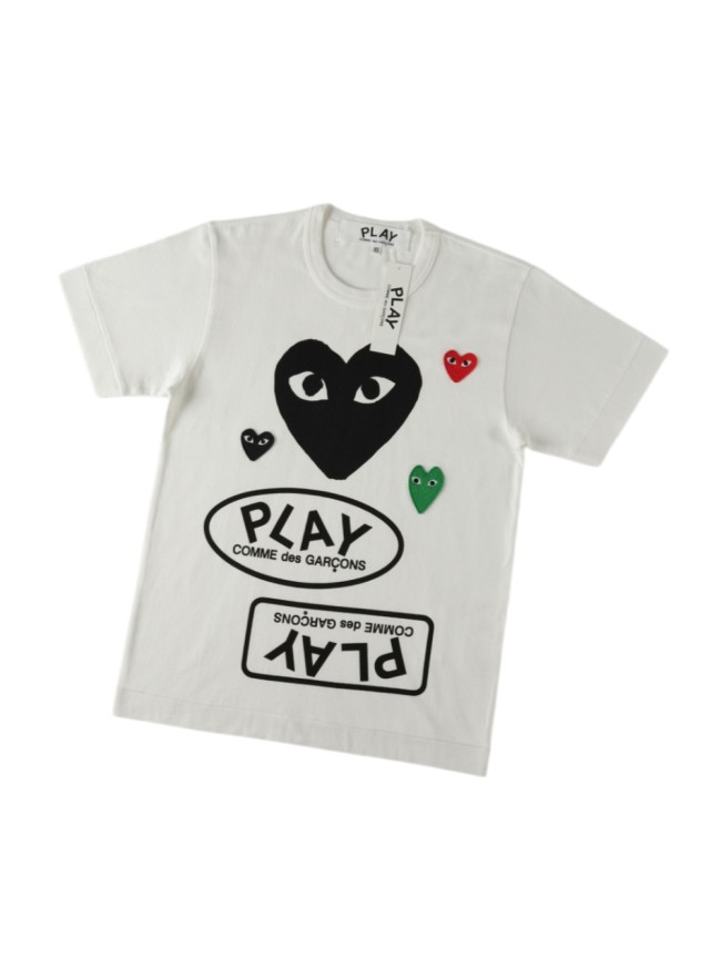 1:1 quality version Black Heart Three Tone Tiny Heart Embroidery Double Forward And Reverse Play Slogan Tee 29332544