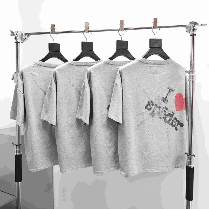 [Big & Tall for weights up to 220 lbs]1:1 quality version Love New York Heart Spider Rhinestone Print Tee 29332577