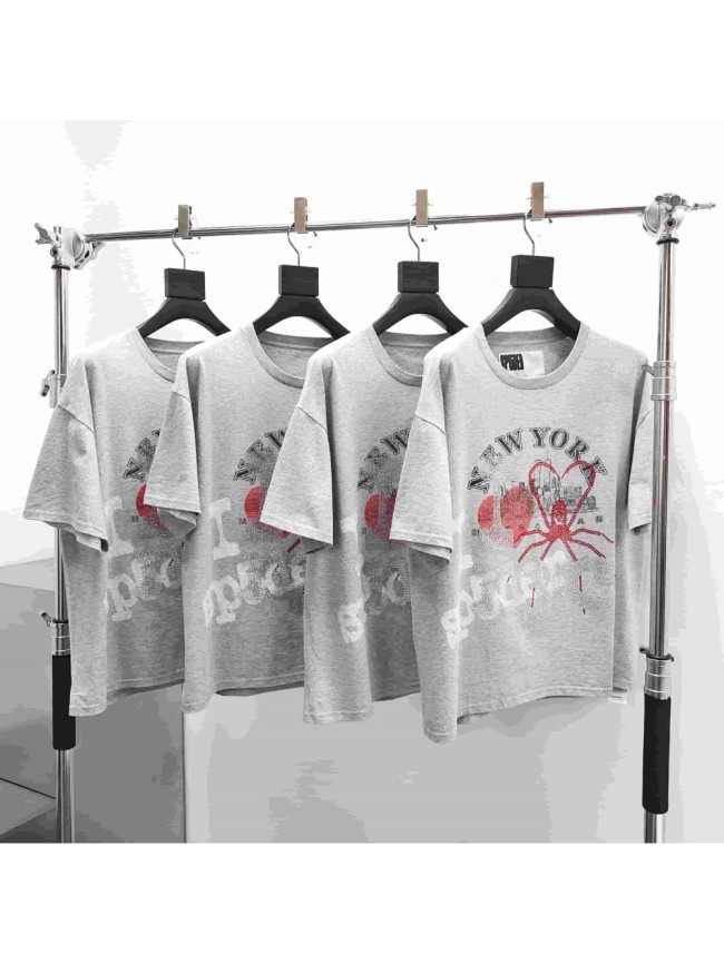 [Big & Tall for weights up to 220 lbs]1:1 quality version Love New York Heart Spider Rhinestone Print Tee 29332577