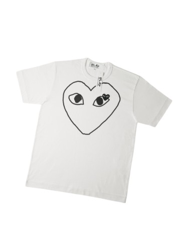 1:1 quality version Chest Black Hand Drawn Outline Hollow Eyed Big Heart Print Right Eye Inset Mini Black Heart Couple Tee 29332172