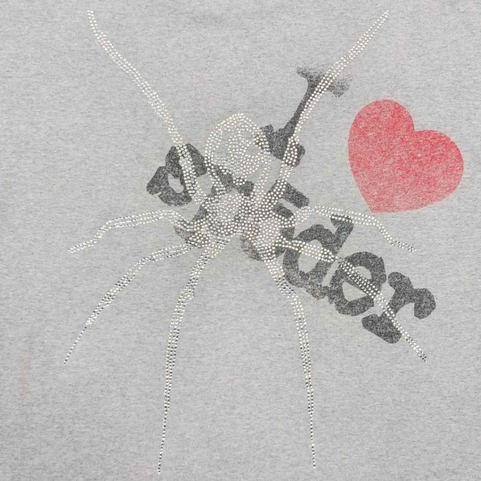 [Big & Tall for weights up to 220 lbs]1:1 quality version Love New York Heart Spider Rhinestone Print Tee 29332577