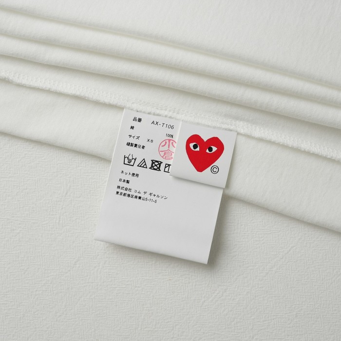 1:1 quality version Chest Oversize Light Blue Solid Eyed Heart Print Side Mini Red Heart Embroidery Fitted Shoulder Couple Tee 29332179