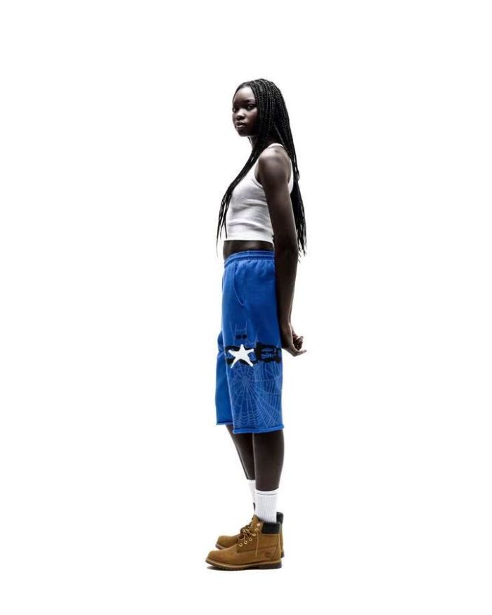 [Big & Tall for weights up to 220 lbs]1:1 quality version Graffiti Five Pointed Star Blue Mesh Zipper Hoodie & Shorts Set 29332583