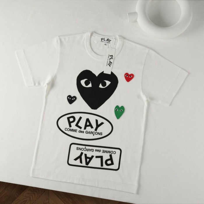 1:1 quality version Black Heart Three Tone Tiny Heart Embroidery Double Forward And Reverse Play Slogan Tee 29332544