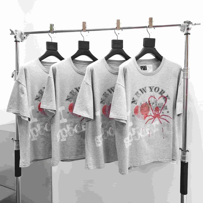 [Big & Tall for weights up to 220 lbs]1:1 quality version Love New York Heart Spider Rhinestone Print Tee 29332577