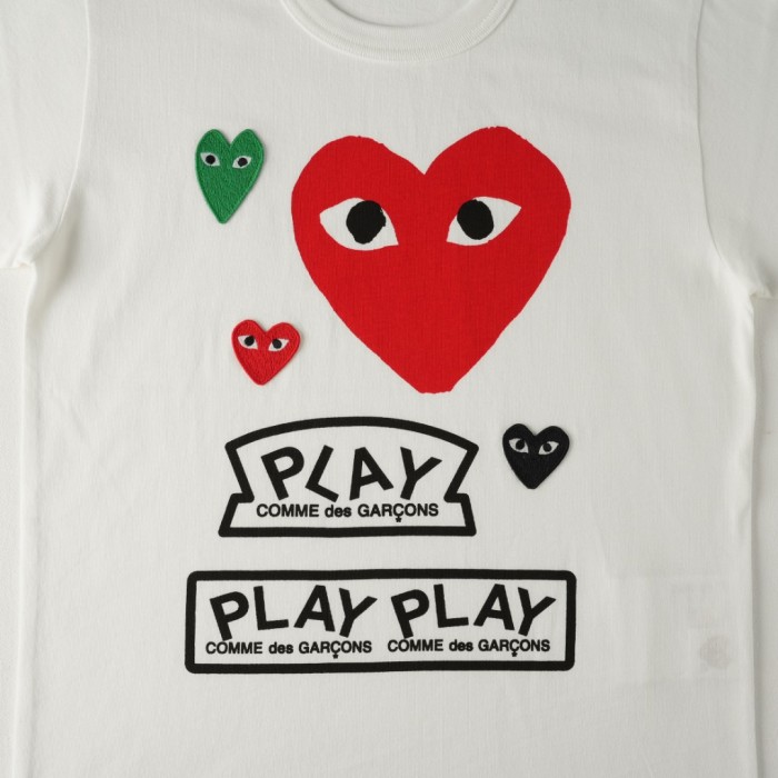 1:1 quality version Big Red Main Heart Green Red Black Tiny Heart Embroidery Print Double Play Slogan Tee 29332541