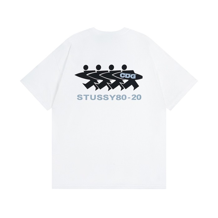 Comme Des Garcons 80-20 Collection Left Chest Logo Back Four Surfing Character Double Side Print Tee 2 colors 29332549