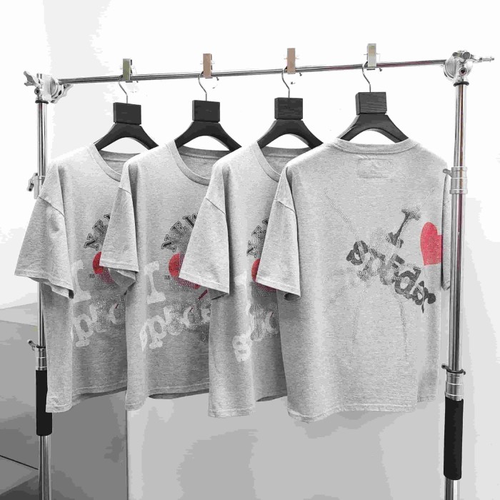 [Big & Tall for weights up to 220 lbs]1:1 quality version Love New York Heart Spider Rhinestone Print Tee 29332577