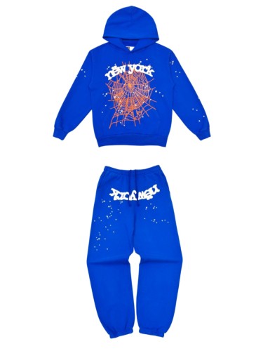 [Big & Tall for weights up to 220 lbs]1:1 quality version White NY Orange Mesh Blue Hoodie & Pants Set 29332584