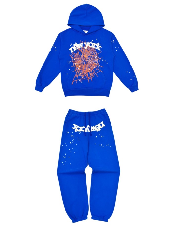 [Big & Tall for weights up to 220 lbs]1:1 quality version White NY Orange Mesh Blue Hoodie & Pants Set 29332584