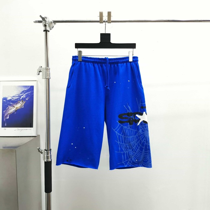 [Big & Tall for weights up to 220 lbs]1:1 quality version Graffiti Five Pointed Star Blue Mesh Zipper Hoodie & Shorts Set 29332583